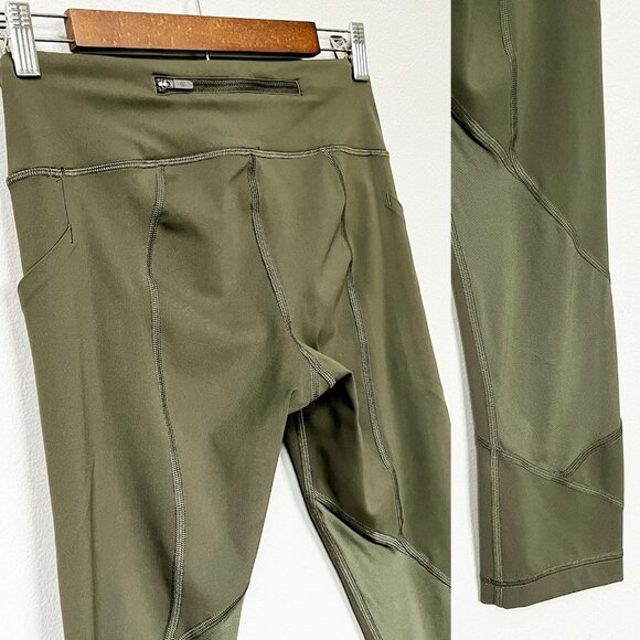 Lululemon Pace Rival Crop Full On Luxtreme Leggings Inseam 22 Dark Olive Green 4 - Picture 14 of 16